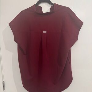 Figs burgundy scrub top